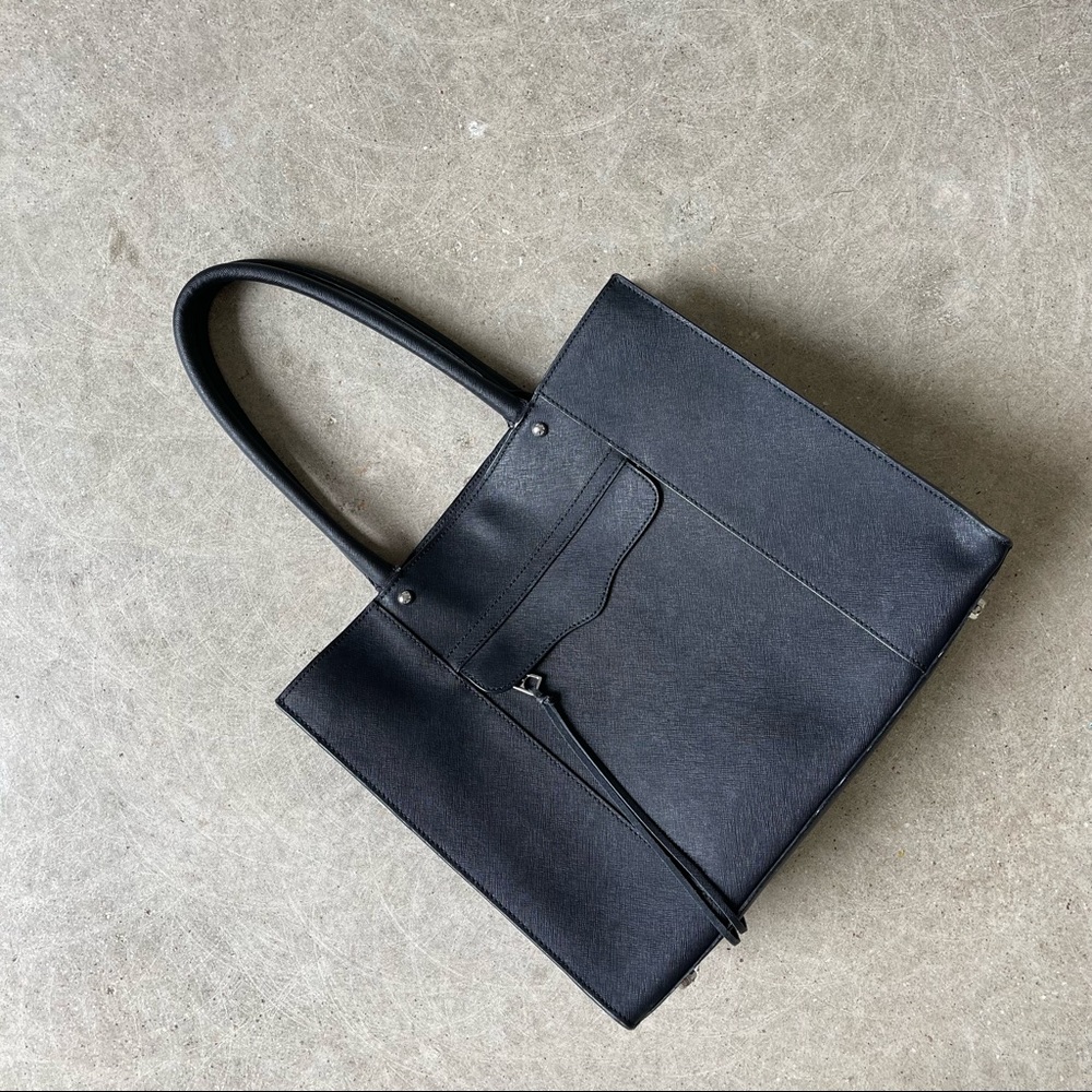 Rebecca Minkoff Medium Mab Oil Malaga Leather Black Shoulder Bag Tote - Picture 8 of 16